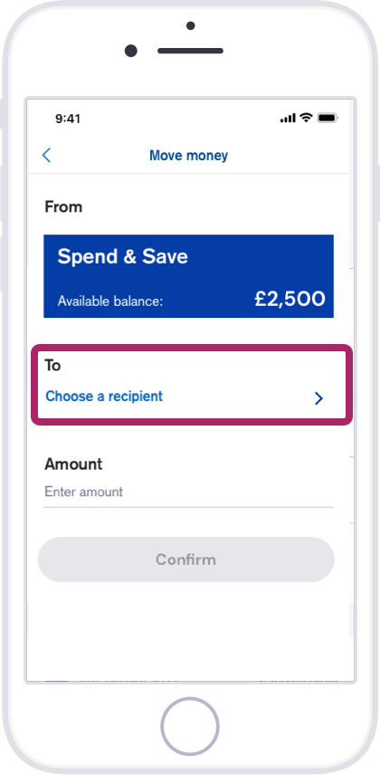 Tap ‘Choose a recipient’. Tap ‘Choose a recipient’.