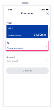 Tap 'Choose a recipient'. Tap 'Choose a recipient'.