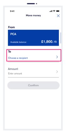 Tap 'Choose a recipient'. Tap 'Choose a recipient'.