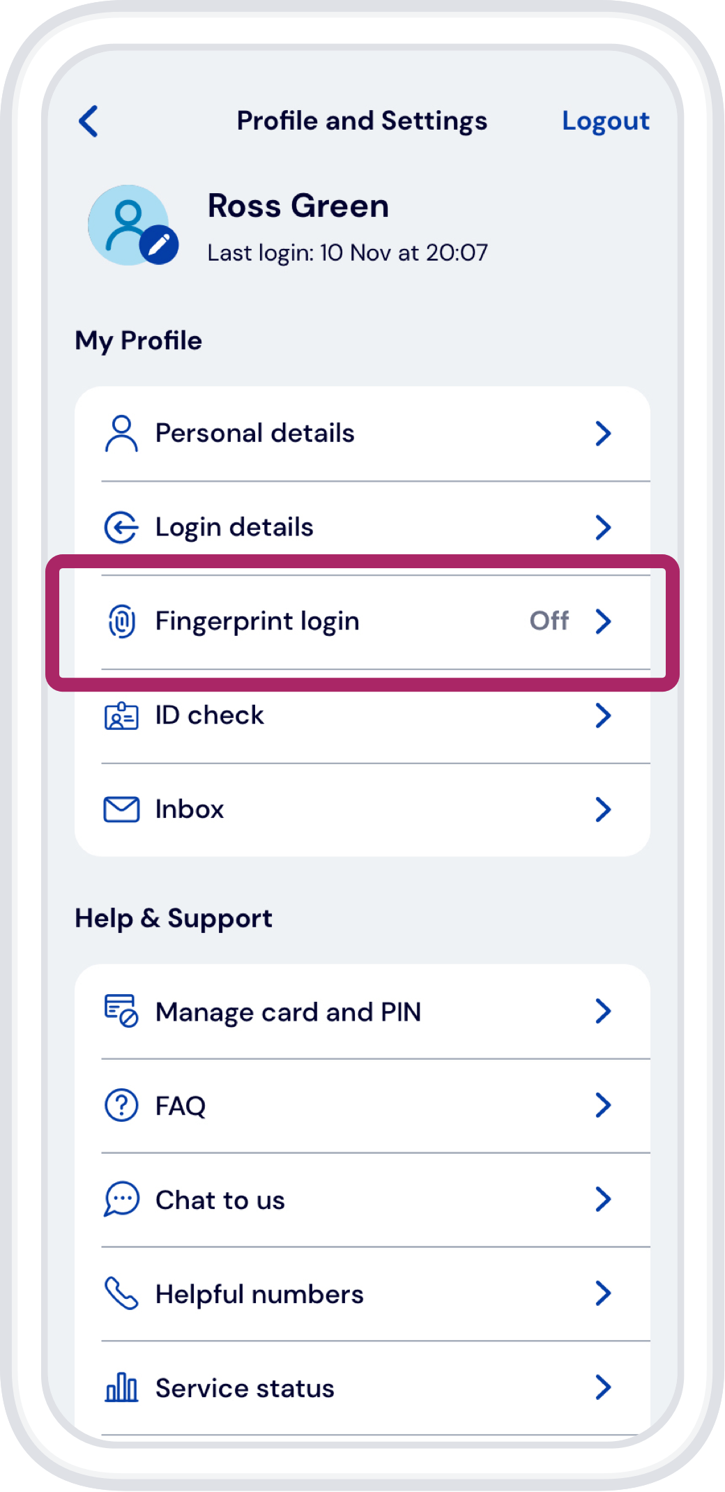 Tag fingerprint login Tag fingerprint login