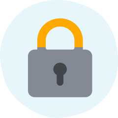 Padlock icon in a blue circle