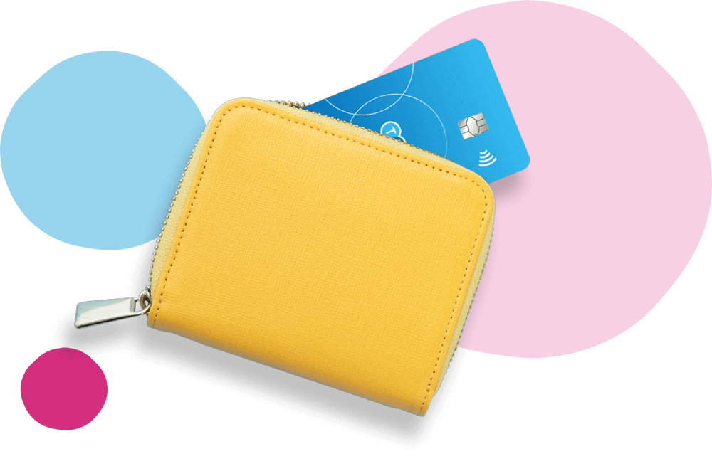 Purse with card sticking out