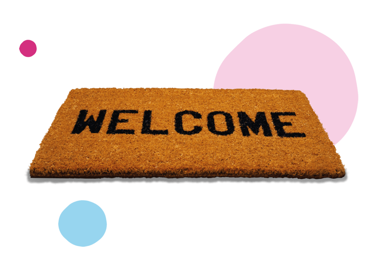 Door mat with the word welcome on Brown welcome doormat.