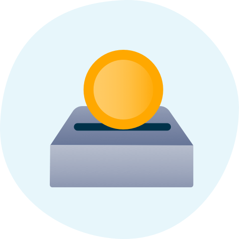 Coin in money box icon