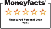 Moneyfacts 2023 logo with 5-star rating.